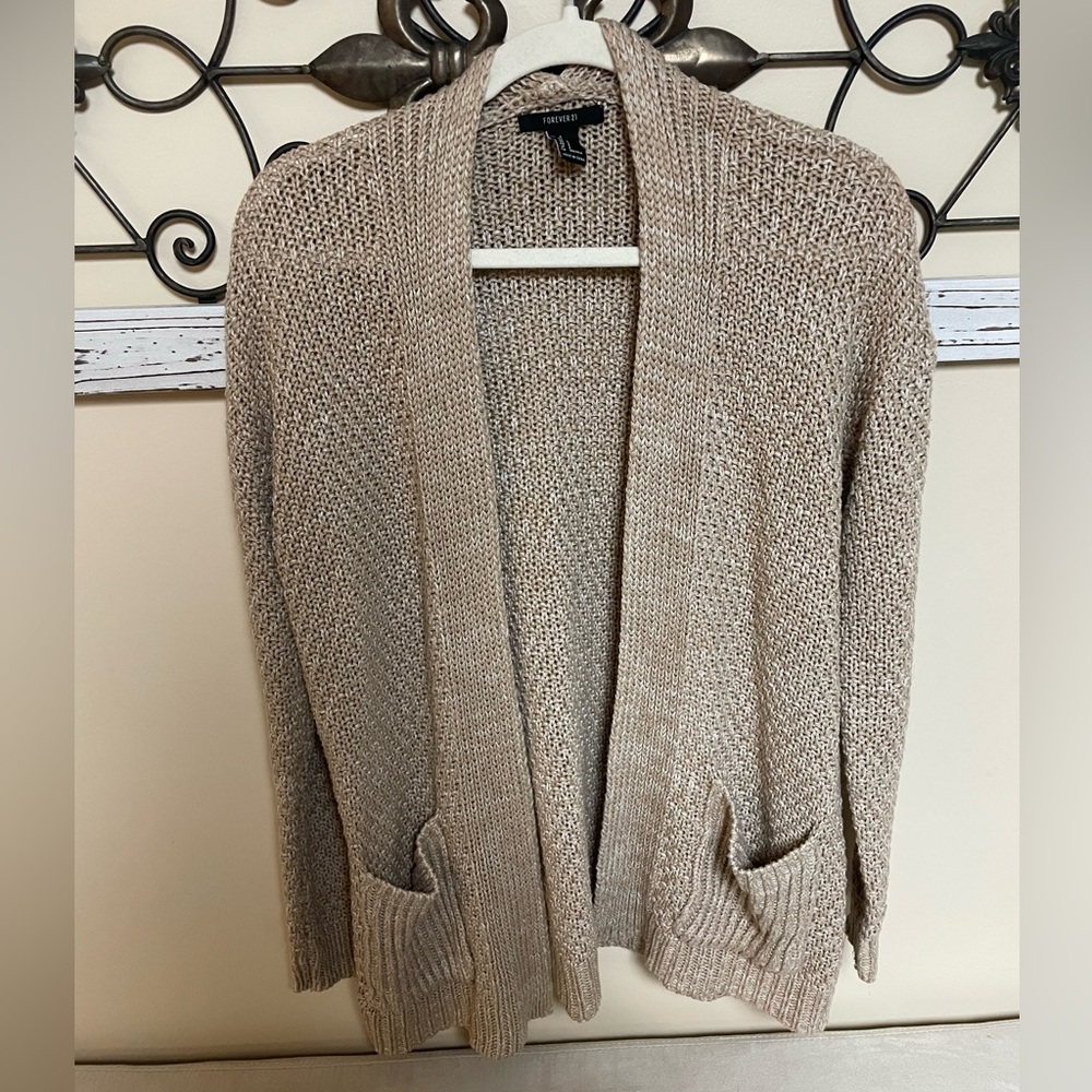Forever 21 Tan Knit Cardigan, Size Small